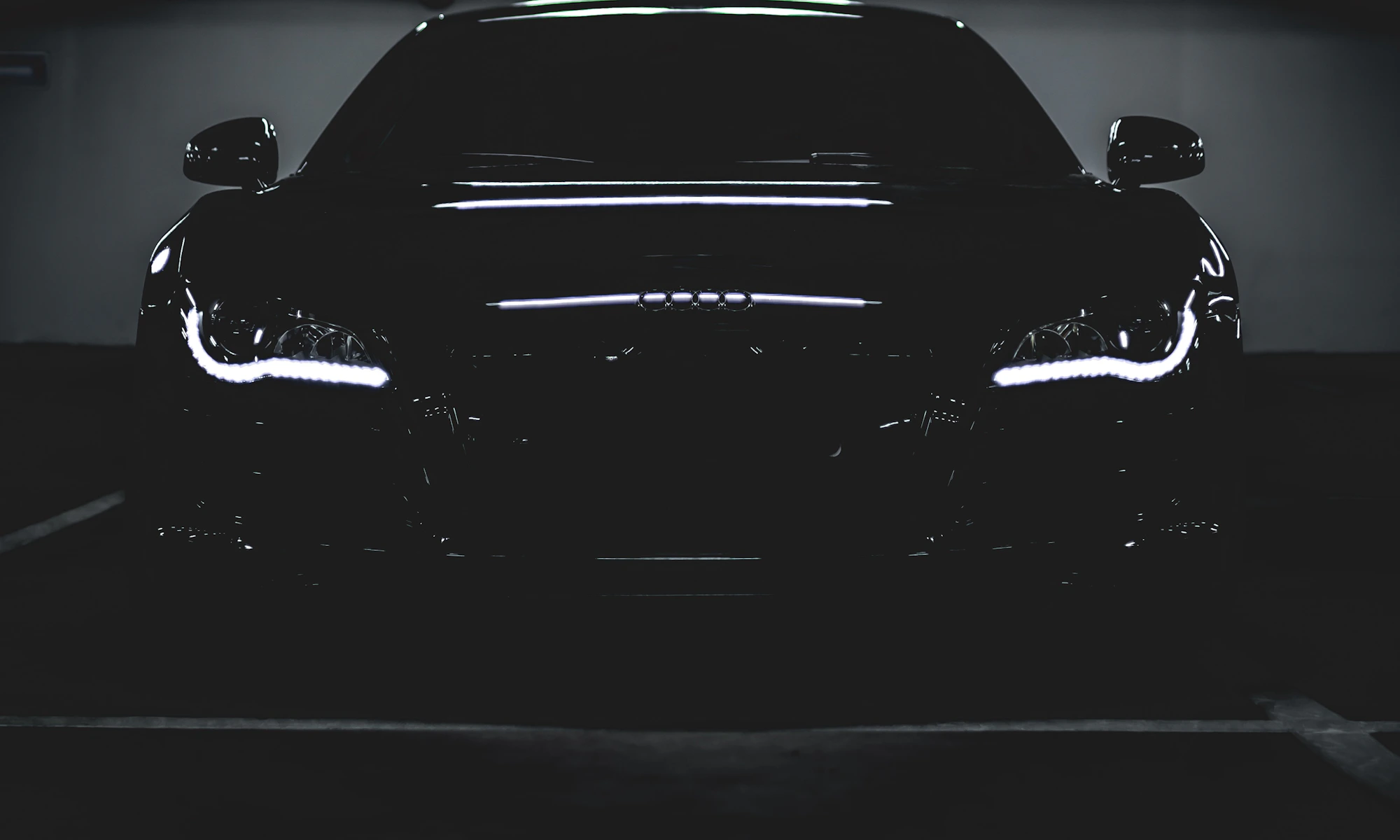 Black performance car, illustrative automotive photography